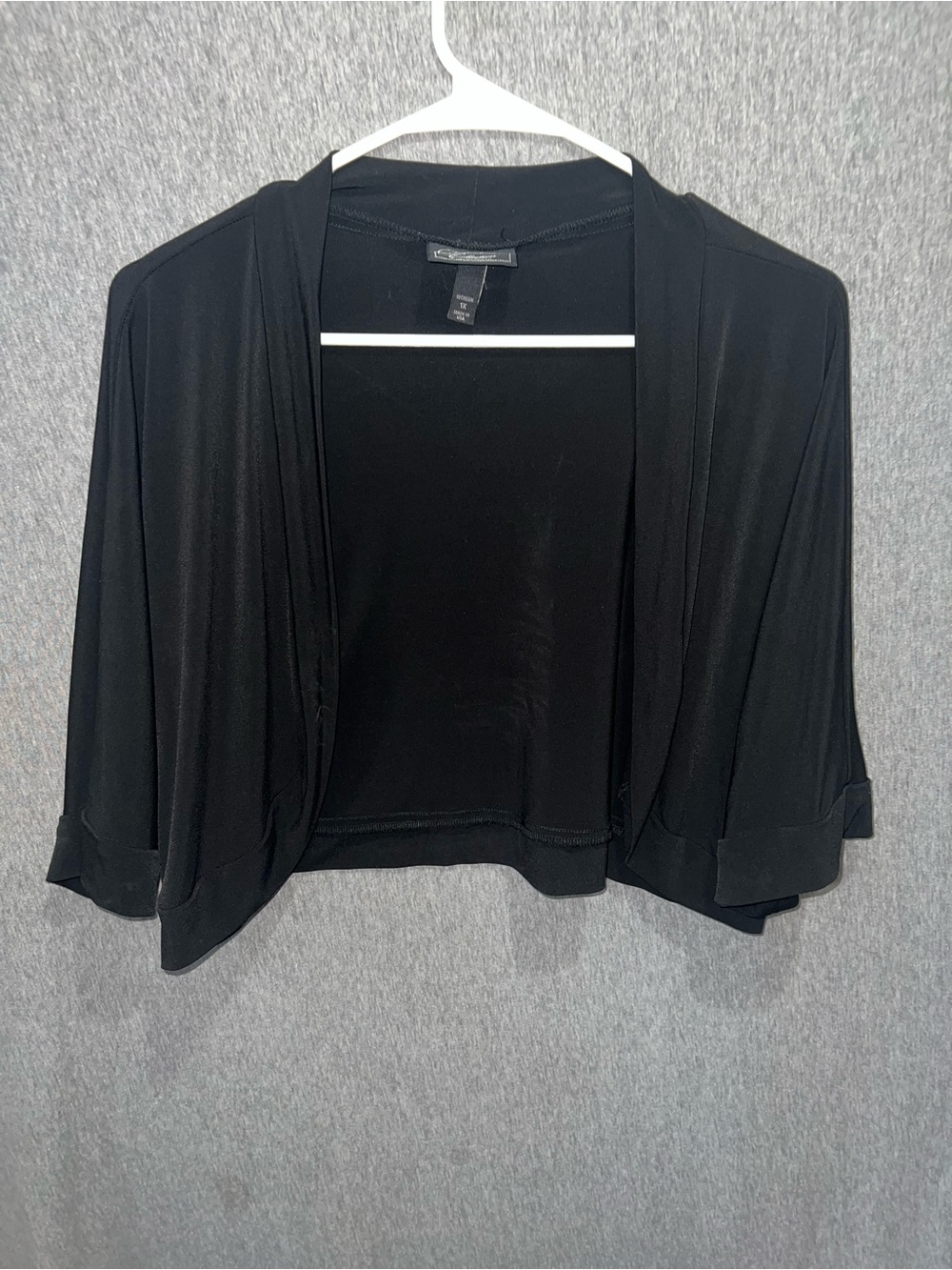 dressbarn Black Open-Front Cropped Shrug